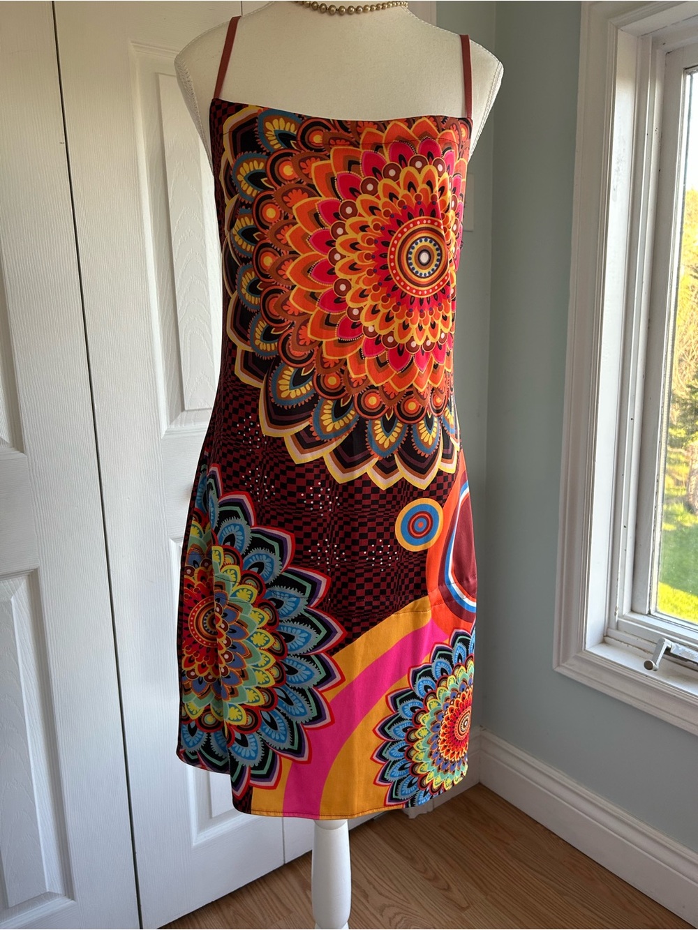 Vibrant Mandala Print Slip Dress - Bold Multicolor